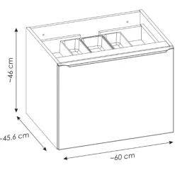 Mobile bagno sospeso 80cm 1 cassettone e 1 cassetto attrezzato e 2 vani nero Serif