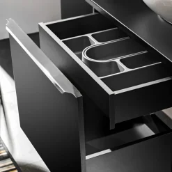 Mobile bagno sospeso 80cm 1 cassettone e 1 cassetto attrezzato e 2 vani nero Serif