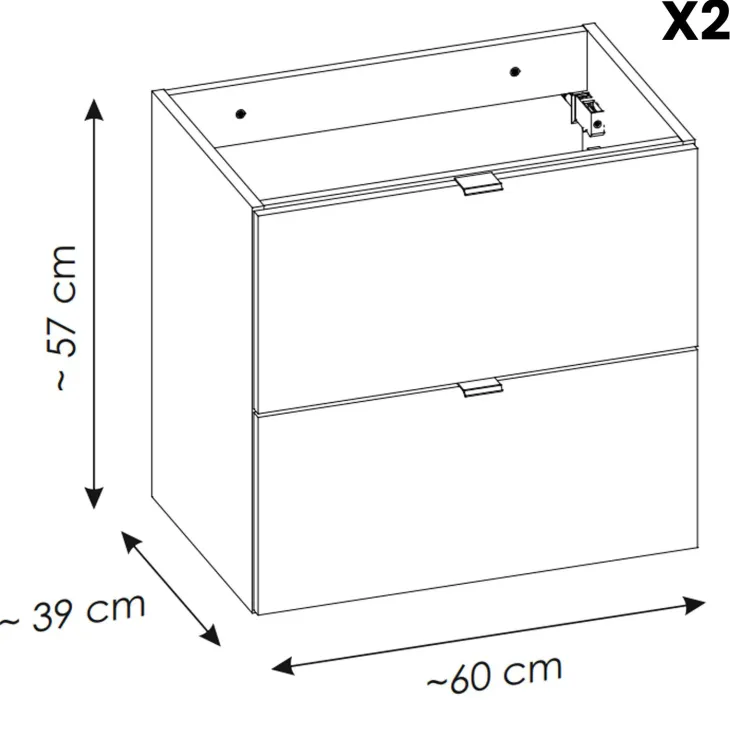Mobile bagno sospeso 120cm 4 cassetti rovere nero Rovery