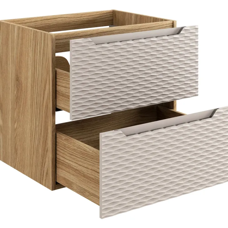 Mobile bagno sospeso 60cm 2 cassetti beige rovere Swim