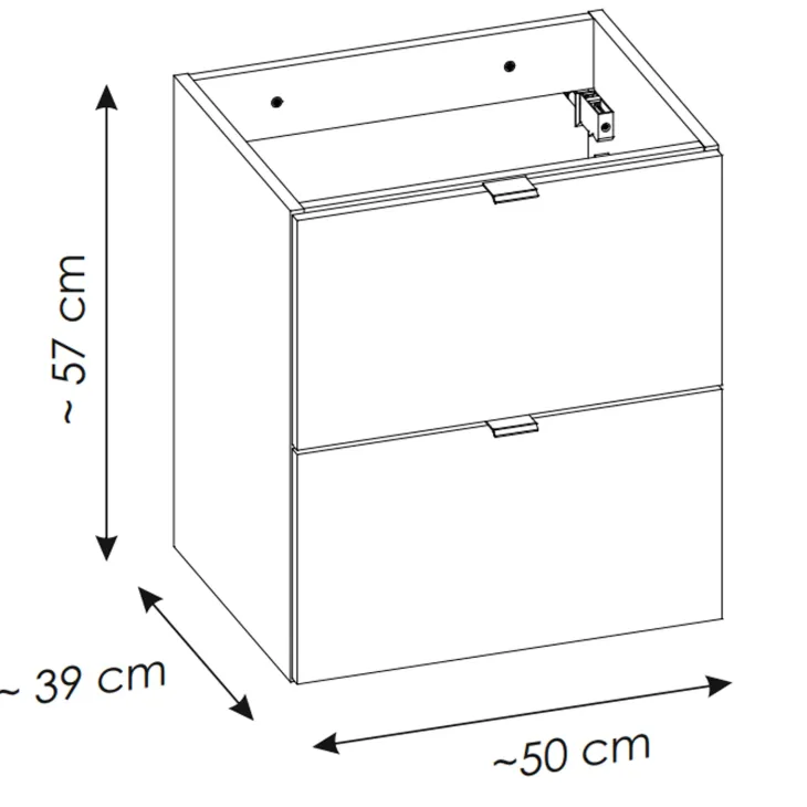 Mobile bagno sospeso 50cm 2 cassetti con lavabo rovere Rovery