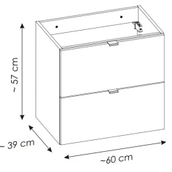 Mobile bagno sospeso 60cm 2 cassetti rovere Rovery