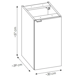 Mobile bagno sospeso 90cm 2 cassetti 1 anta rovere nero Rovery