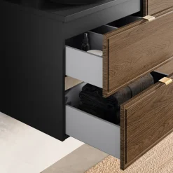 Mobile bagno sospeso 120cm 4 cassetti noce Walnuts