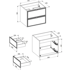 Mobile bagno sospeso 120cm 4 cassetti noce Walnuts