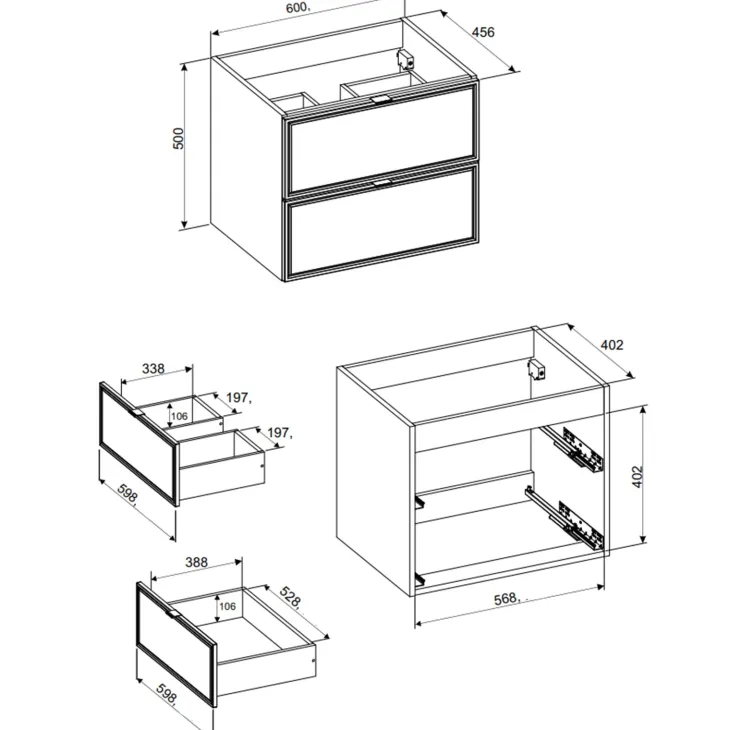 Mobile bagno sospeso 120cm 4 cassetti noce Walnuts