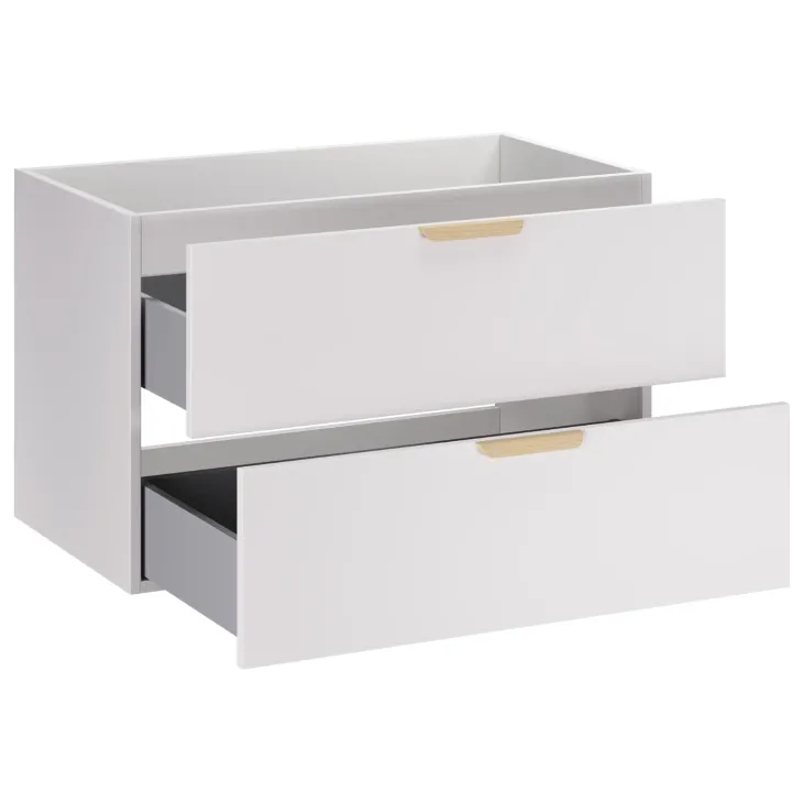 Mobile bagno sospeso 120cm 2 cassetti e vani bianco rovere Speranza