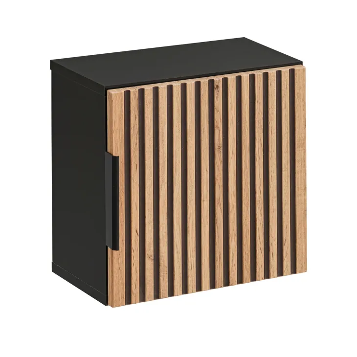Mobile bagno sospeso 120cm cm con 2 lavabi da appoggio, 2 specchi, colonna e cubotti quercia antracite Limpid