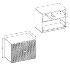 Mobile bagno sospeso 80cm con colonna bianco frontali decorati Konny