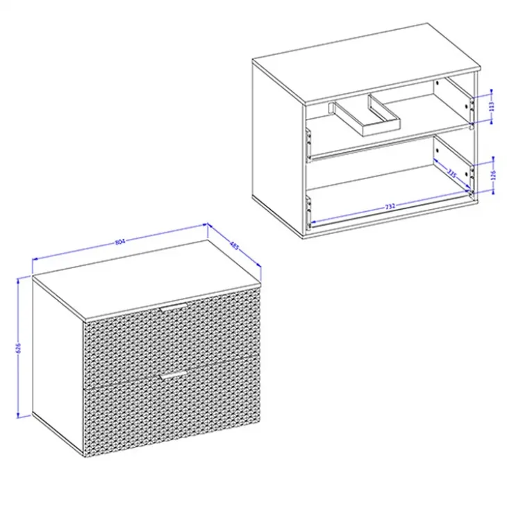 Mobile bagno sospeso 80cm con colonna bianco frontali decorati Konny