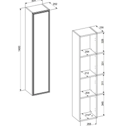 Mobile bagno sospeso 60cm con colonna noce Walnuts