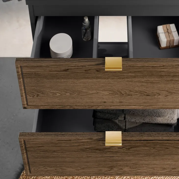 Mobile bagno sospeso 80cm con colonna noce Walnuts