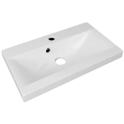 Mobile bagno sospeso 60cm con lavabo, specchio e 2 colonne vetrate bianco lucido Luz
