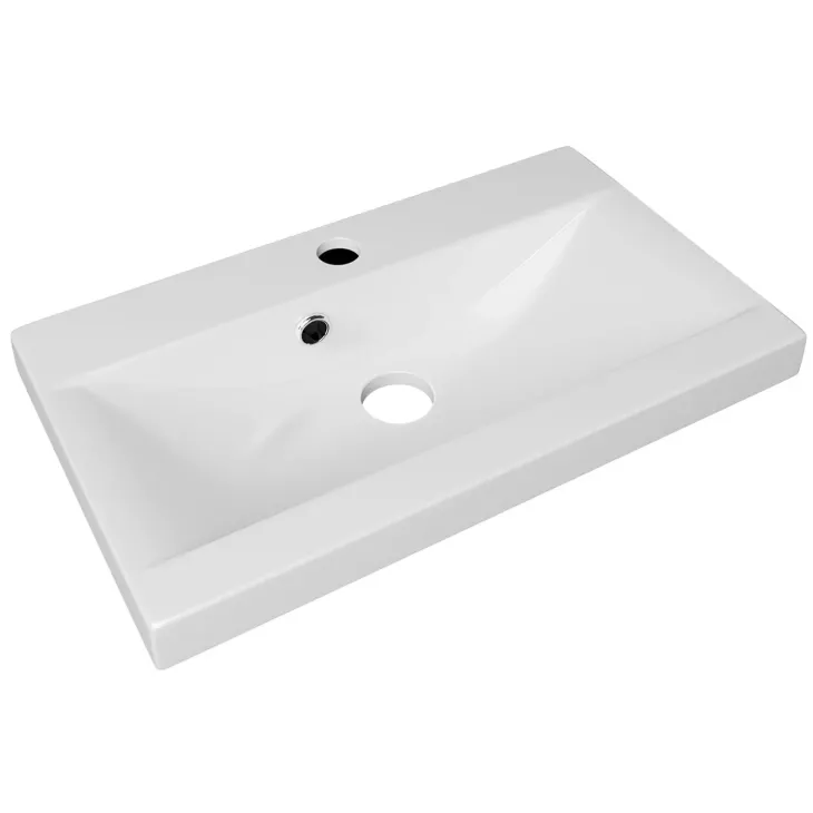 Mobile bagno sospeso 60cm con lavabo, specchio e 2 colonne vetrate bianco lucido Luz