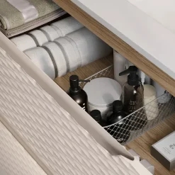 Mobile bagno sospeso 120cm con lavabo da incasso beige rovere Swim