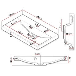 Mobile bagno sospeso 60cm con lavabo, specchio e colonna moderno rovere nero Florentina