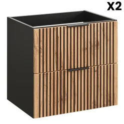 Mobile bagno sospeso 120 cm con 2 lavabi da incasso, 2 specchi e colonna quercia antracite Limpid