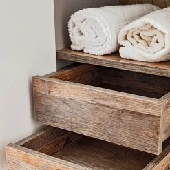 Mobile bagno sospeso 60cm con lavabo, mobile specchio e colonna grigio quercia Serif