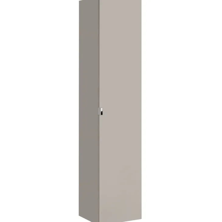 Mobile bagno sospeso 80cm con lavabo, mobile specchio e colonna grigio quercia Serif
