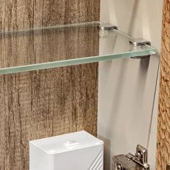 Mobile bagno sospeso 60cm con lavabo, mobile specchio, colonna e vani grigio quercia Serif