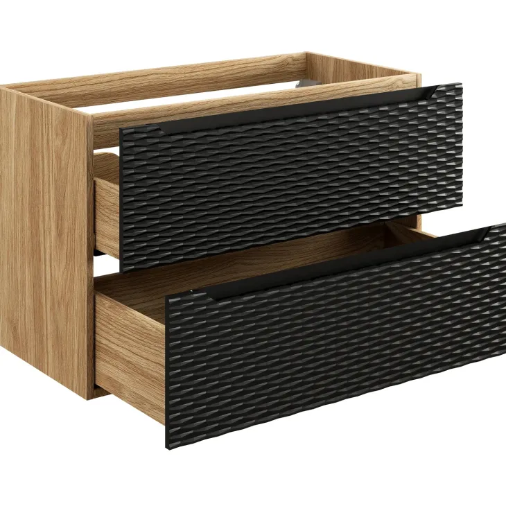 Mobile bagno sospeso 120cm con lavabo e colonna nero rovere Swim