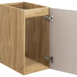 Mobile bagno sospeso 120cm con 2 lavabi, colonna, pensile e base sospesa beige rovere Swim