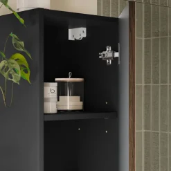 Mobile bagno sospeso 120cm con 2 lavabi, colonna e specchio noce Walnuts