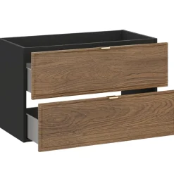Mobile bagno sospeso 80cm con lavabo e colonna noce Walnuts
