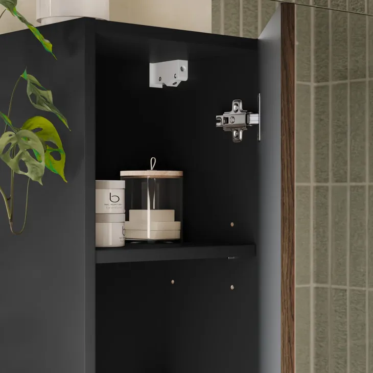 Mobile bagno sospeso 80cm con lavabo e colonna noce Walnuts