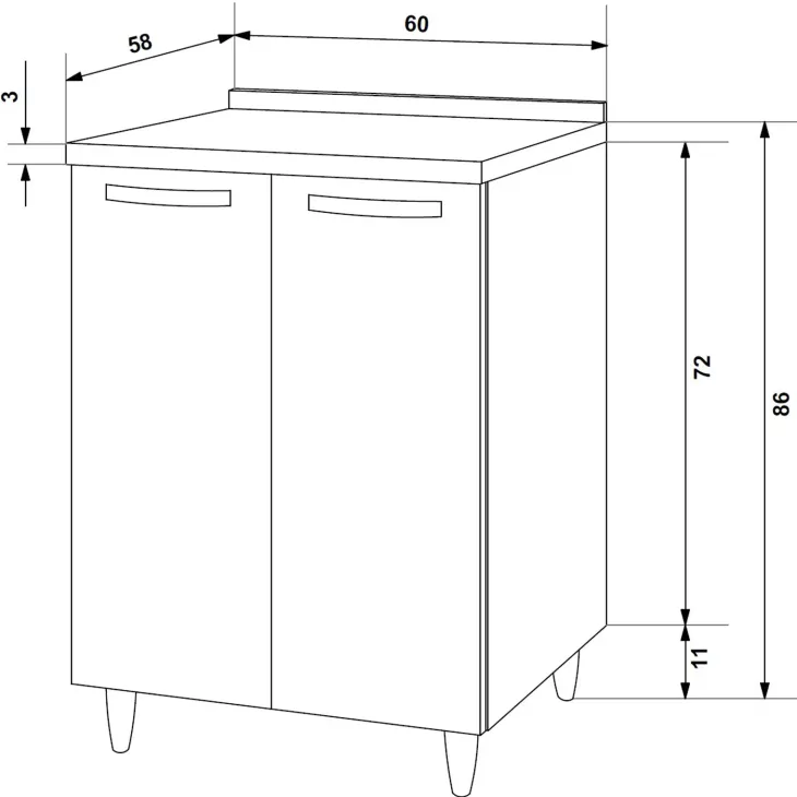 Mobile base cucina 60x86h cm 2 ante bianco frassinato Talise