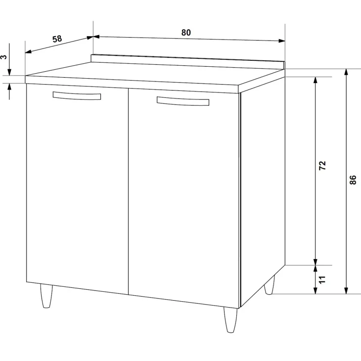 Mobile base cucina 80x86h cm 2 ante bianco frassinato Talise