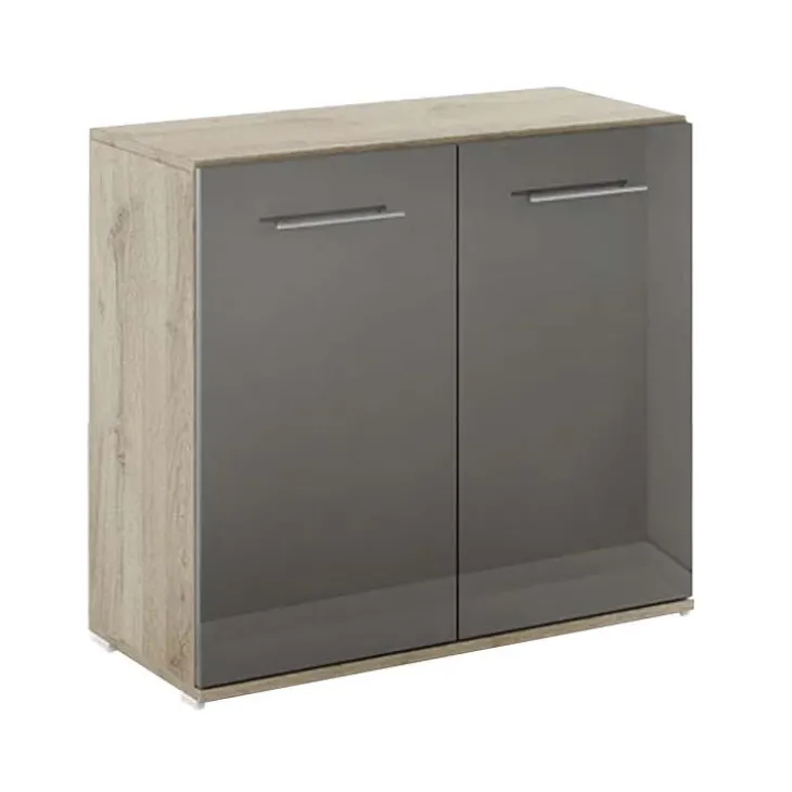 Mobile contenitore multiuso 80x72h cm 2 ante rovere antracite lucido Time A
