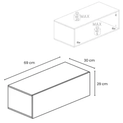 Mobile ingresso sospeso consolle 125x240h cm pannello cannettato tortora rovere chiaro Sunset Decor 1007