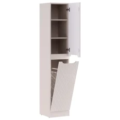 Mobile lavatrice lavanderia 105x180h cm con portabiancheria cannettato beige Cleany