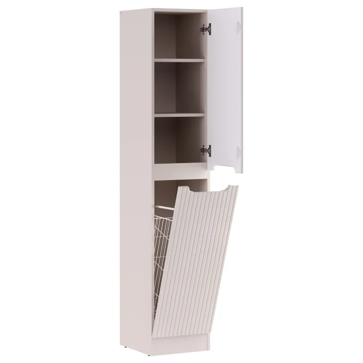 Mobile lavatrice lavanderia 165x180h cm con portabiancheria cannettato beige Cleany