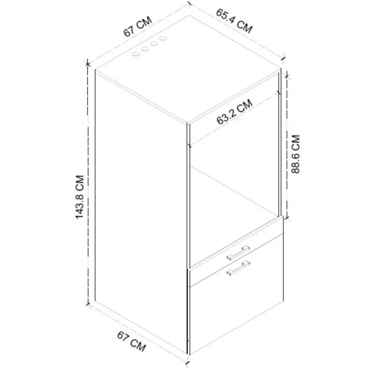 Mobile lavatrice 67x144h cm con cassettone antracite Water