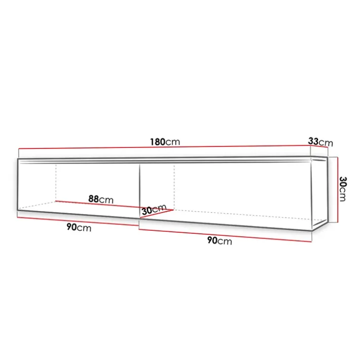 Mobile porta TV sospeso 180x30h cm 2 ante design rovere Silvia