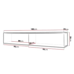 Mobile porta TV sospeso 180x30h cm con LED design bianco lucido Silvia