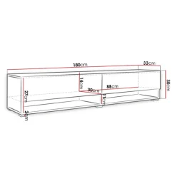 Mobile porta TV sospeso 180x30h cm con LED rovere Gregoria