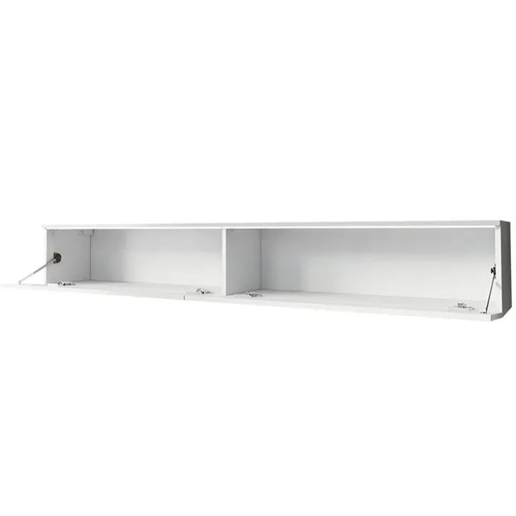 Mobile porta TV sospeso 180x30h cm con LED design bianco lucido rovere Silvia