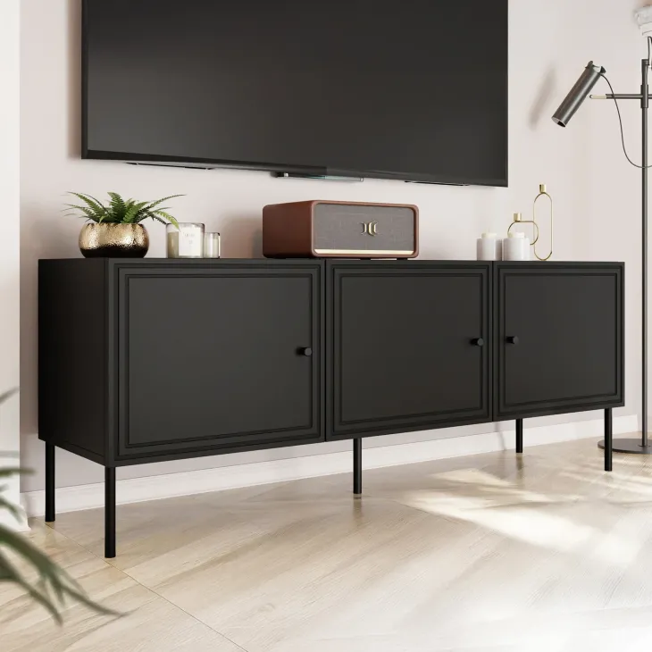 Mobile porta TV 151x60h cm 3 ante nero opaco Stark