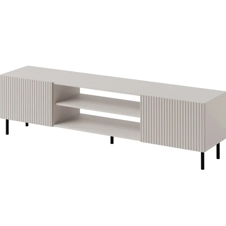 Mobile porta TV 181x53h cm 2 ante 2 vani con frontali cannettati beige Ziggy