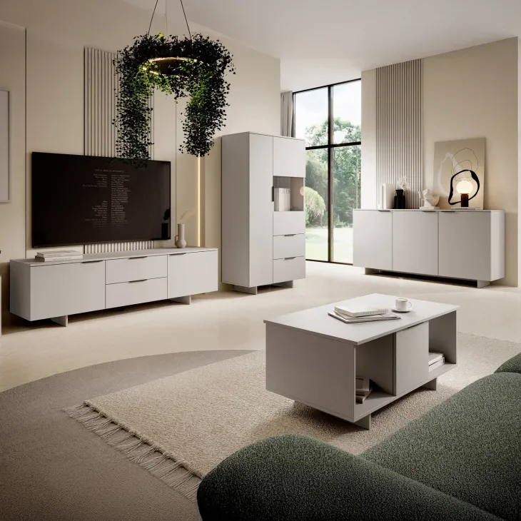 Mobile porta TV 180x55h cm 2 cassetti beige cashmere Stone