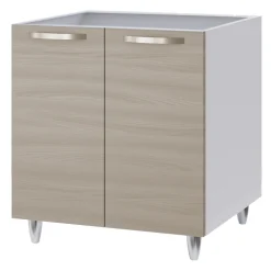 Mobile sottolavello cucina 80x86h cm multiuso con lavello 2 vasche acciaio inox rovere olmo Talise