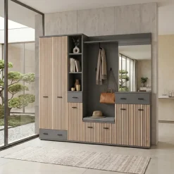 Pannello parete con mensola e appendiabiti 60x157h cm antracite California Gihome®