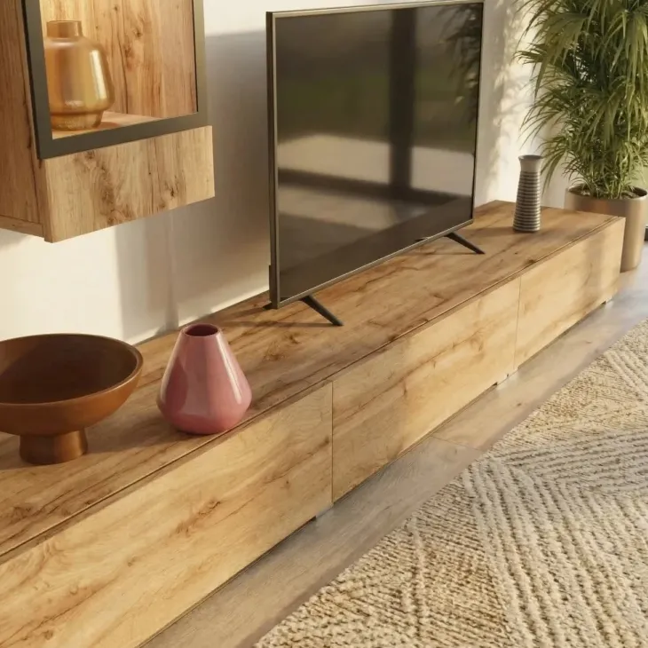 Parete attrezzata moderna 270x176h cm rovere rustico Emotion Gihome®
