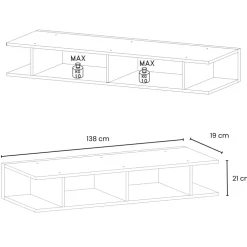 Parete attrezzata 280x202h cm bianco lucido grigio chiaro antracite Sunset 1037