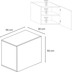 Pensile cubo cannettato 55x50h cm 1 anta reversibile rovere chiaro Sunset Decor