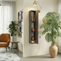 Pensile verticale 29x138h cm 1 anta reversibile moderno marrone bronzo Sunset