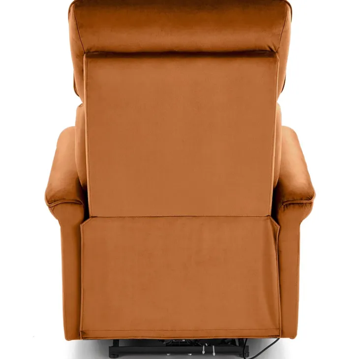 Poltrona relax reclinabile elettrica con presa USB in velluto arancio terracotta Fatia